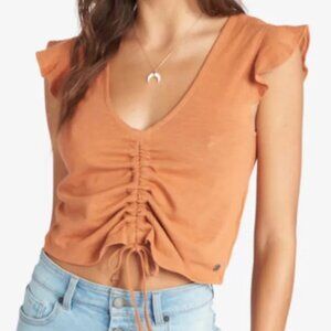 NWT ROXY Women's Flirty Vibe Scoop Neck Crop Top Sunburn Orange Size Medium
